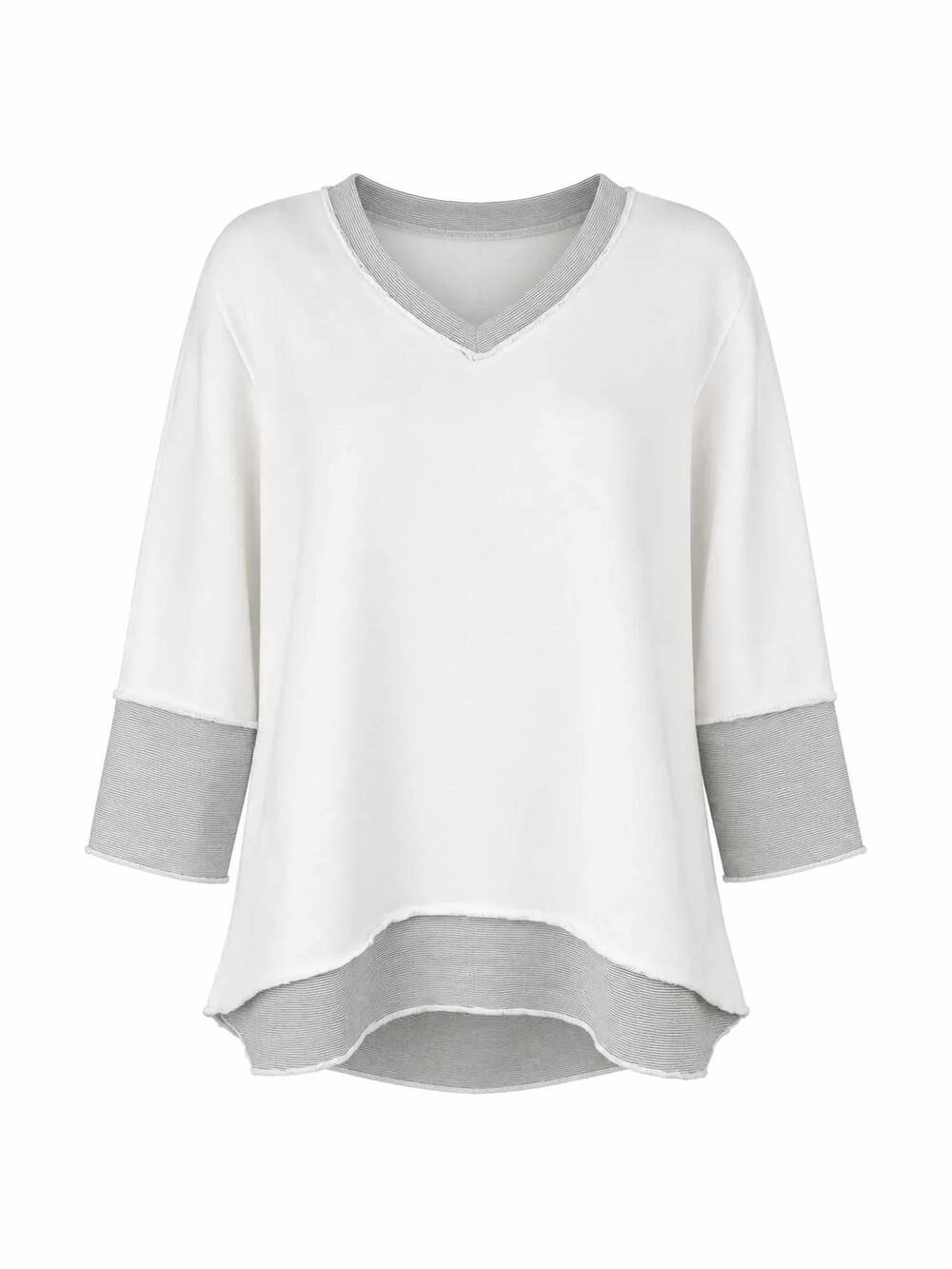 NEW LULU-B v-neck button-back top in white - Picture 3 of 4